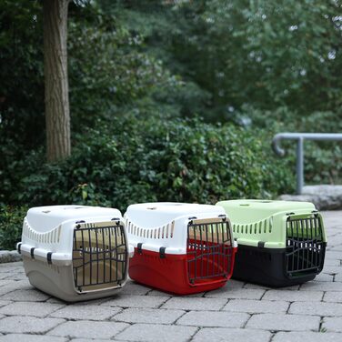 Kerbl Pet Transportbox Expedion: переноска для тварин 45x30x30 см, для котів, собак, кроликів до 10 кг, пластик, зелено-сіра