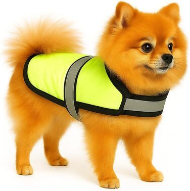 Зимовий теплий нашийник для собак Flamingo Eisbär Fluo, жовтий, XS – поліестер, водо- та вітронепроникний, з світловідбиваючими смугами