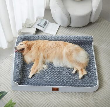 Ортопедичні лежанки для собак великих порід - водонепроникні, з водонепроникним підкладом, з неслизьким дном, знімний та пральний чохол (XL: 107 x 81 x 18 см)