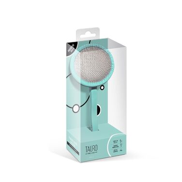 TAURO PROLINE кругла щітка для собак і котів, м'яка, з гнучкою подушкою, ергономічна ручка, м'ятна, 9x19 см