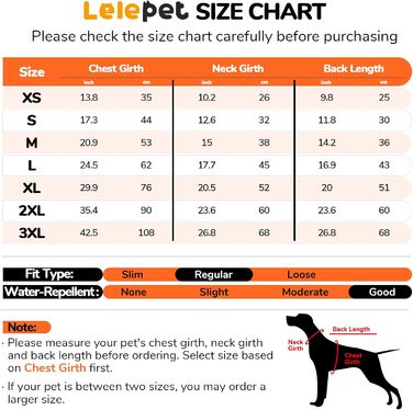 Теплий зимовий одяг для собак Lelepet: куртка з інтегрованим шлейкою, вітронепроникна, з флісовою підкладкою, світловідбиваюча, 2XL (Small, Orange)