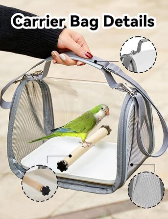 Транспортний ящик для птахів Gxdamxz з піддоном та дерев'яною перегородкою, клітка для хвилястих папужок/інших птахів/дрібних тварин, 27x20x20 см