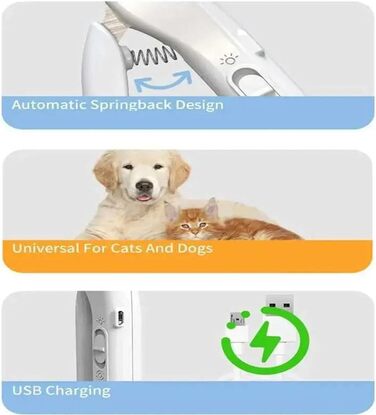 LUCKKY 2-в-1 тример для нігтів домашніх тварин: стригун та шліфувальник для собак та котів з LED-підсвіткою