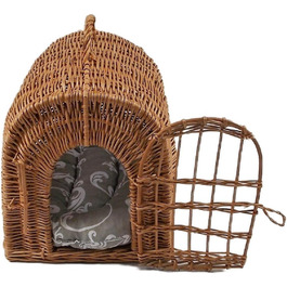 Транспортний кошик з плетива з подушкою 40x32x40 см, клітка для кота/собаки