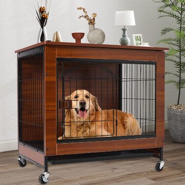 Будка для собак з дерева XXL, внутрішня, на коліщатках, для великих собак