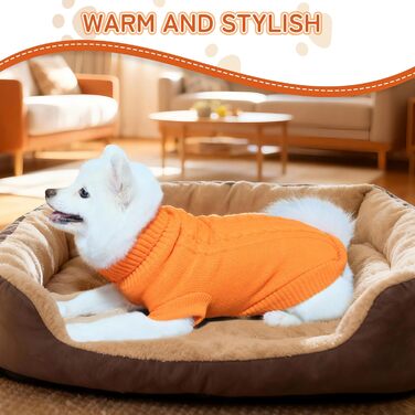 Вовняний пуловер для собак з коміром-стійкою, теплий та м'який, червоний, розмір M 12' (8', візерунок 