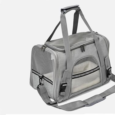 Сумка-переноска для собак – сумочка на плече, розкладна, прозора | Легка переноска для цуценят та маленьких собак, зручний рюкзак для подорожей, Trans (сірий)