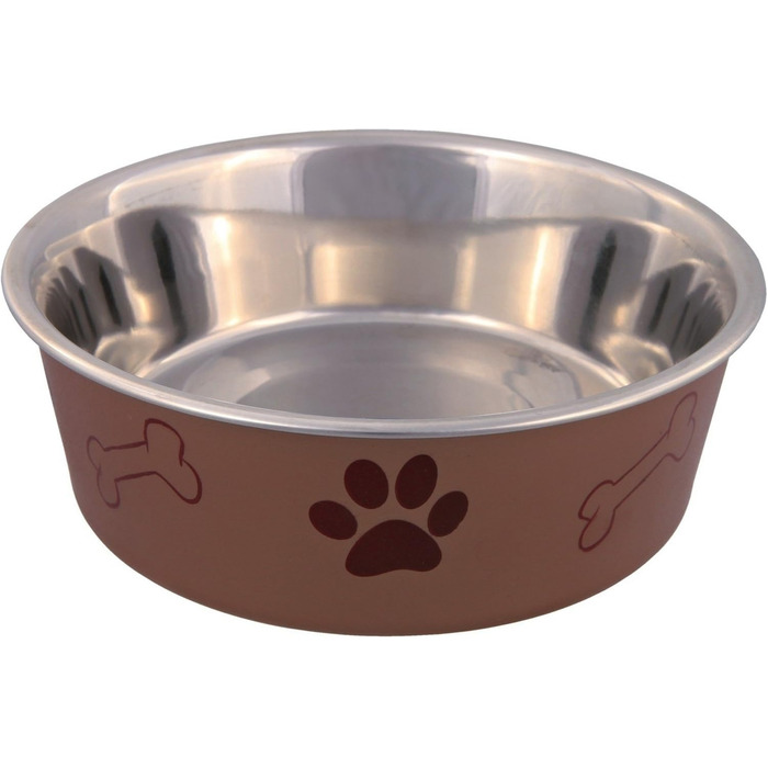 Миска для тварин TRIXIE з нержавіючої сталі з пластиковим покриттям, об'єм 2,2 л, діаметр 23 см, висота 8 см, різнокольорова, 1 шт.