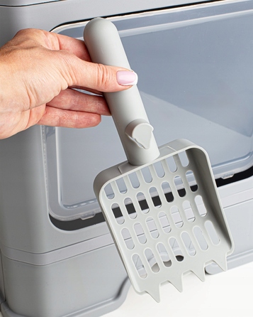 Закритий лоток-туалет для котів Be-Active.pl сірий, з висувною шухлядою та лопаткою