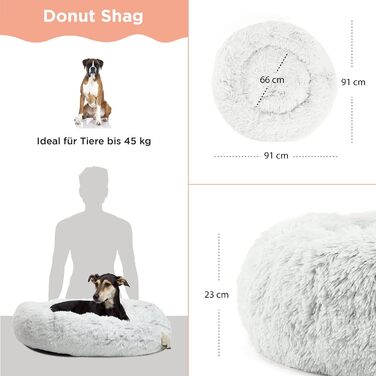 Круглий лежак для тварин Sheri Best Friends - заспокійливий лежак для собак та котів, Frostgrau (сірий), 91 x 91 см, знімний чохол, машинного прання