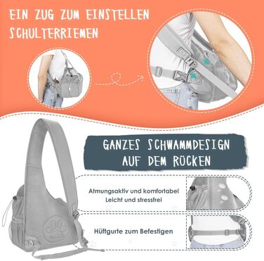 Сумка-переноска для собак Eyein, сіра, до 2.8 кг, з регульованими ременями та жорстким дном