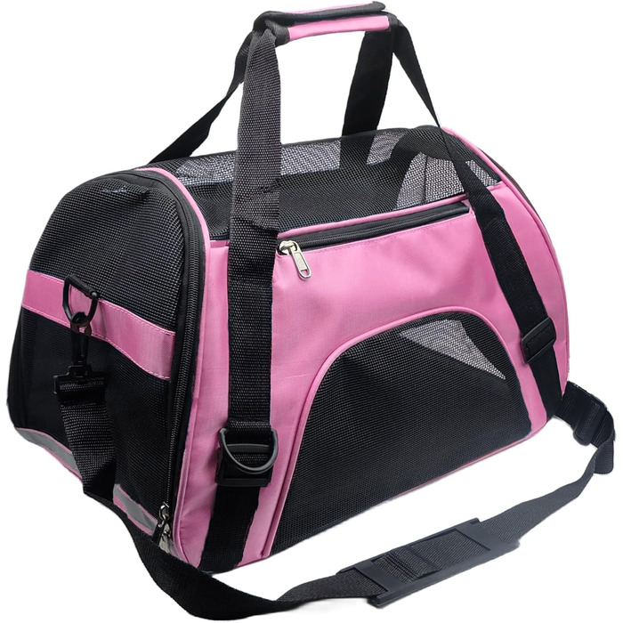 Транспортна сумка для тварин Tecageaon, схвалена авіакомпаніями, для котів середнього та малого розміру, кошенят, цуценят, собак/котів, рожева, розмір M