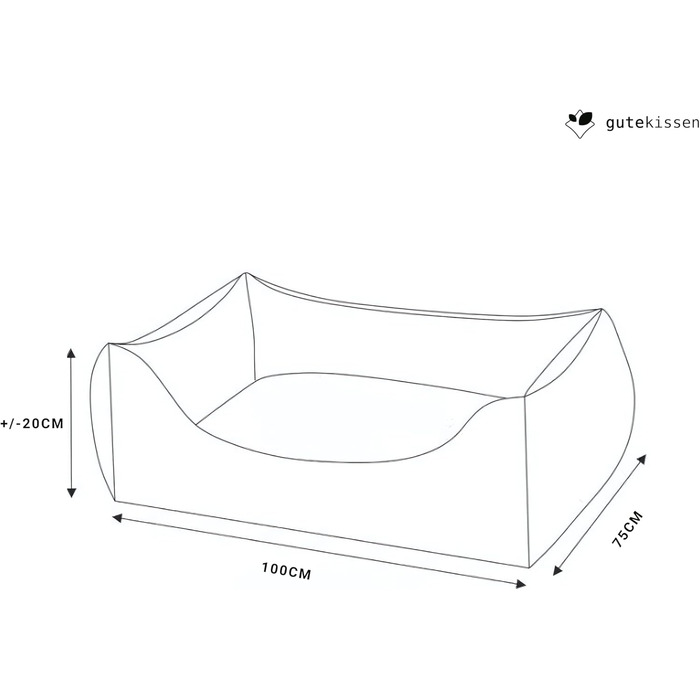 Лежак для собак Gutekissen XL 100x75 см, м'який, з поліуретановим наповнювачем, ребристе та брудовідштовхувальне покриття, з маленькою подушкою, бежевий, вибір кольору та розміру