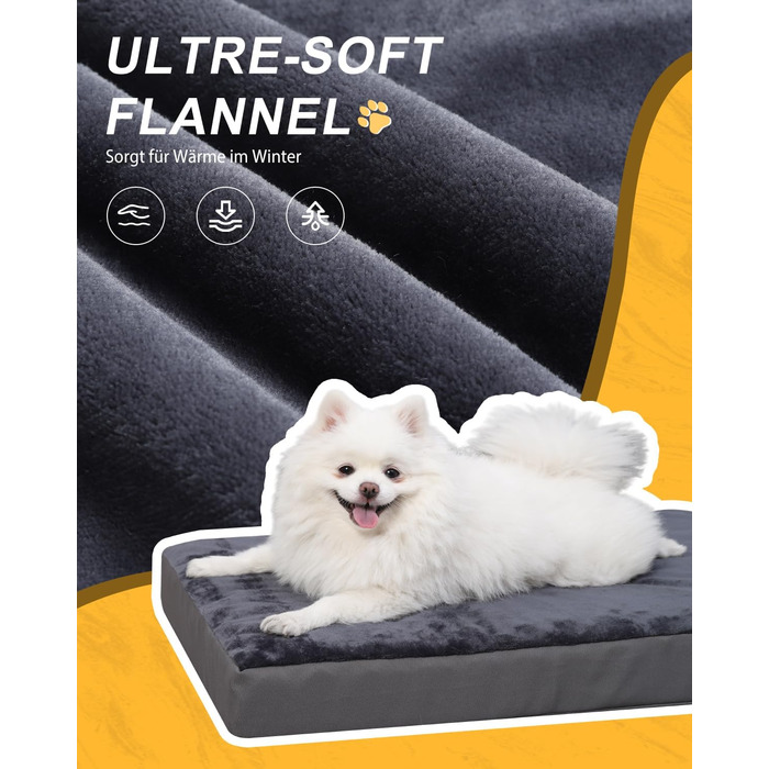 Ортопедичний лежак для собак, лежанка-кінець для собак середніх порід, водовідштовхувальний килимок з штучної шкіри, внутрішній/зовнішній килимок для собак, кошик для собак, матрац для собак, 88x55x7 см, темно-сірий