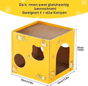 Будиночок-кігтеточка для котів з картону 35x35x35 см, будиночок для котів, кігтеточка для котів, іграшка для котів
