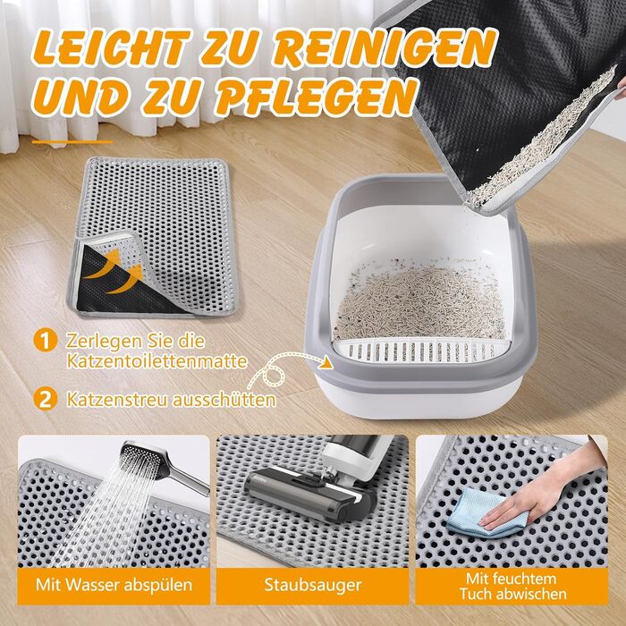 Килимок для котячого туалету Ondware, 117.8 x 66 см, двошаровий, водонепроникний (сірий)