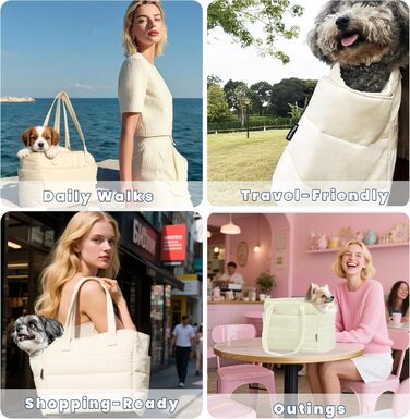 Легка переносна сумка для собак до 6,8 кг, степкова сумка-переноска для цуценят, з кріпленням для безпеки, дамська сумка для собак для подорожей/покупок (Коричнева)