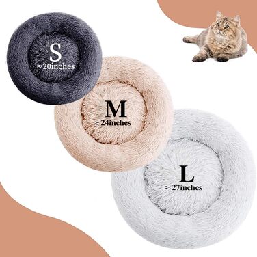 Кругле ліжко для тварин 50 см: м'яке ліжко для собак та котів у формі пончика, світло-сірий колір