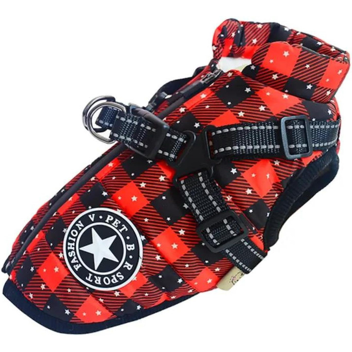 Зимова куртка для собак середніх та великих порід: Лабрадор, Французький бульдог, Чихуахуа. Водонепроникна, з кріпленням для шлейки. Розмір 5XL