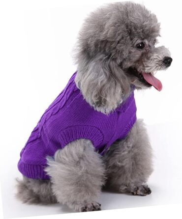 Пов'язка на голову для собак POPETPOP з акрилових волокон, милий дизайн, тепла, для зими, можна прати та використовувати повторно (XL, фіолетовий)