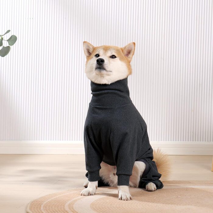 Теплий флісовий халат для собак на зиму, теплий пуловер для собак з ніжками, м'яка чотирилапа куртка для маленьких та середніх собак, халат для собак, флісовий піжамний одяг для собак, темно-сірий, розмір M