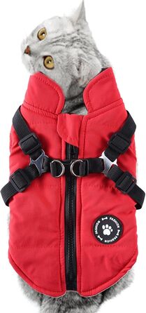 Зимовий теплий одяг для собак - водонепроникна куртка з шлейкою та D-посиланнями, тепла жилетка для цуценят, маленьких, середніх та великих собак (червоний, 2XL)
