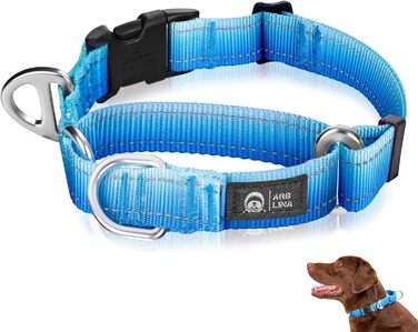 Нашийник для собак Martingale, світловідбиваючий, з зупиняючим ефектом, для великих, середніх та маленьких собак, нейлон, синій, розмір L