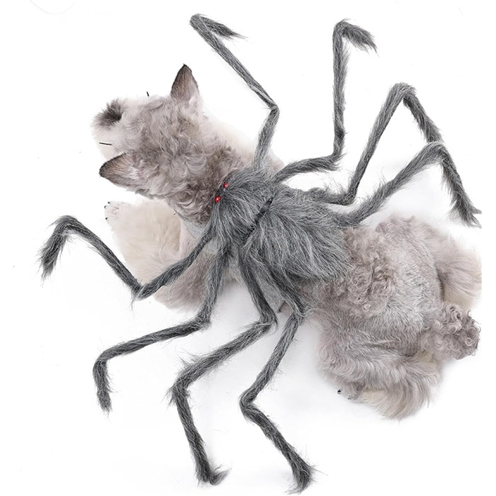 Костюм Павука на Хелловін для собак BAMY, кумедний аксесуар, сірий колір, косплей для домашніх тварин, розмір S (обхват грудей 30–41,9 см)