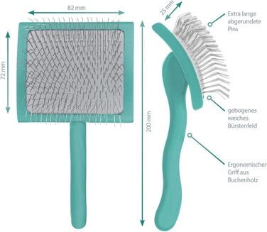 EHASO Преміум щітка для собак Multibrush, велика, бірюзова, для всіх типів шерсті