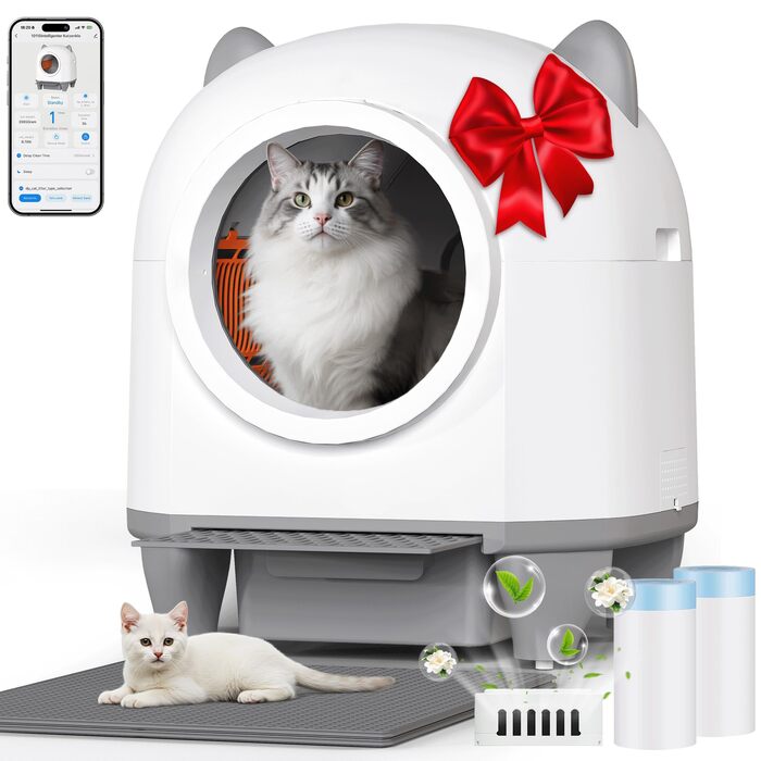 Автоматичний лоток для котів Katzenklo Selbstreinigend 90L з APP та 6-рівневою системою контролю запаху, для кількох котів