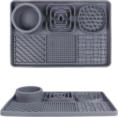 Силіконовий килимок для собак та котів Upgrade XL з великим присоском (без BPA) - рожевий/сірий