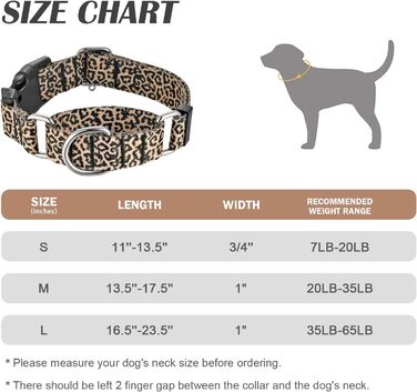Нашийник для собак Hikiko Martingale з леопардовим принтом, великий розмір (L), міцний, витривалий