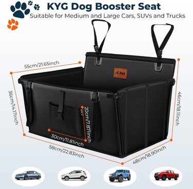 Автокрісло для собак KYG Extra Stable: водонепроникне, антиковзне, на заднє сидіння (M 58x55x36 см)