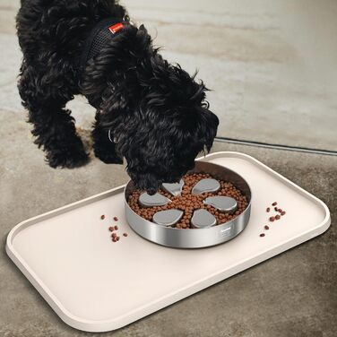 Підкладка під годівницю для тварин Feedoo: стійка до деформації, з піднятим бортиком, водонепроникна силіконова вставка, неслизька основа, захищає підлогу, BPA-free, придатна для миття в посудомийній машині