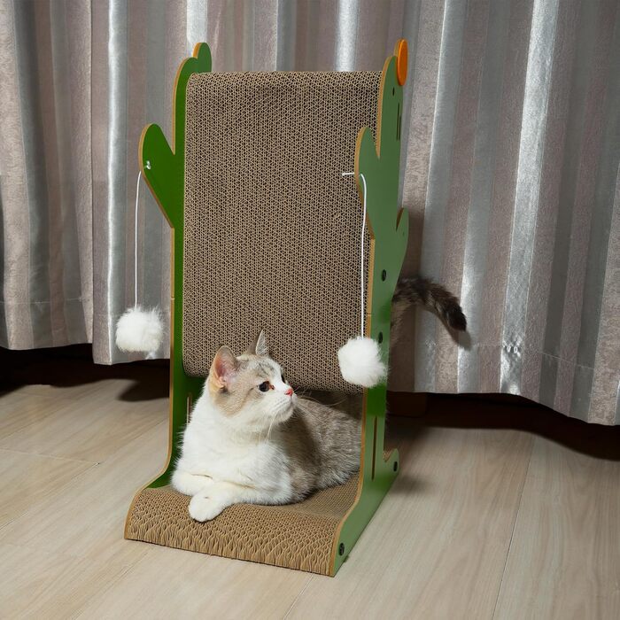 Кігтеточка YEMOO для котів, двостороння з картону, T-подібна, вертикальна, для захисту стін та диванів, з 3 сизалевих кульок та 2 плюшевих іграшок