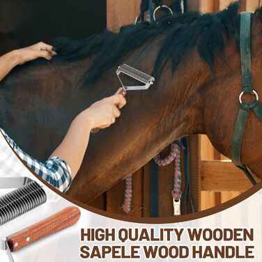 Гребінець для вичісування шерсті тварин Abbylike з 27 нержавіючих лез та дерев'яною ручкою, для собак, котів, всіх типів шерсті