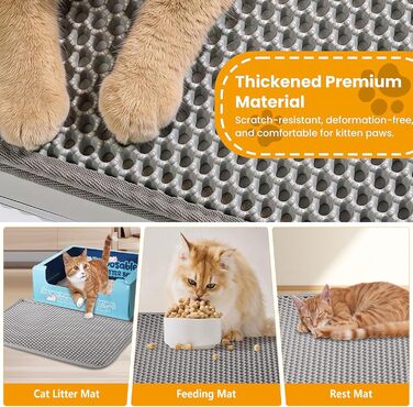 Килимок для котячого туалету Asoway Katzenklo 80x60 см, вологостійкий, з антиковзаючим покриттям, двошаровий, з дизайном стільових сот