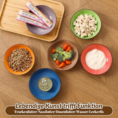 Набір мисок для котів з кераміки - 6 шт. Яскраві миски для котів з візерунком - миски для корму котів, 250 мл, колір 1