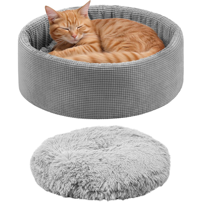 Ліжко для котів Navaris з додатковим подушкою - для собак та котів - м'яке ліжко для котів та собак - кошик для котів, що можна прати - підходить для маленьких собак