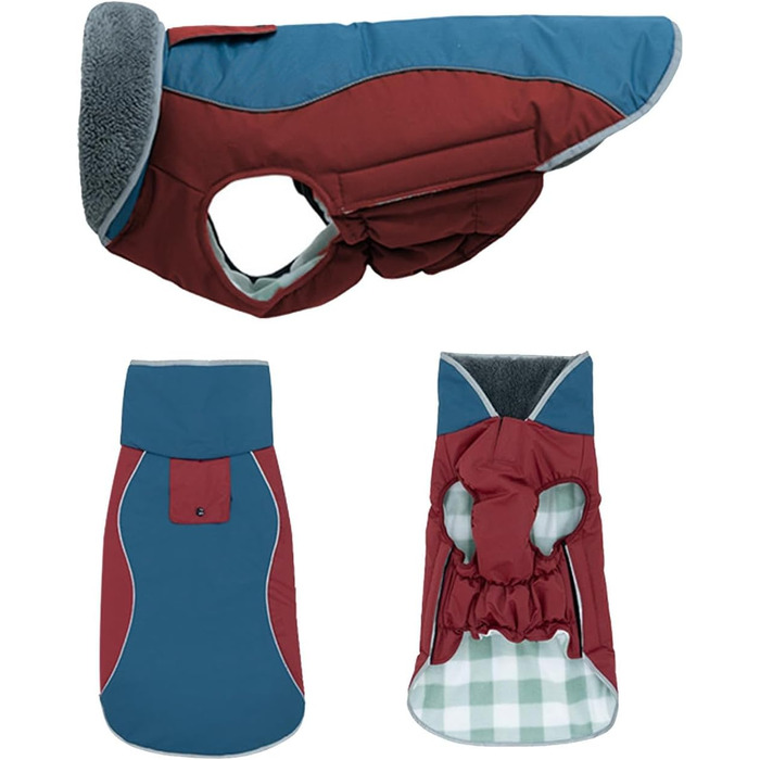 Водонепроникний зимовий одяг для собак - тепла куртка з флісовою підкладкою та захистом живота. Підходить для малих, середніх та великих собак (червоний, M)