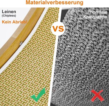 LUMIN TUTU Котячий будиночок 2-в-1: когтеточка та ліжко для котів, 59x34 см, міцний, з натурального льону, без виділення ворсу