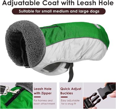 Зимовий одяг для собак, тепла куртка з світловідбиваючими смугами, водонепроникний пуловер на Різдво з отвором для повідка, тепла жилетка для собак малих, середніх та великих порід (Рожевий, M)