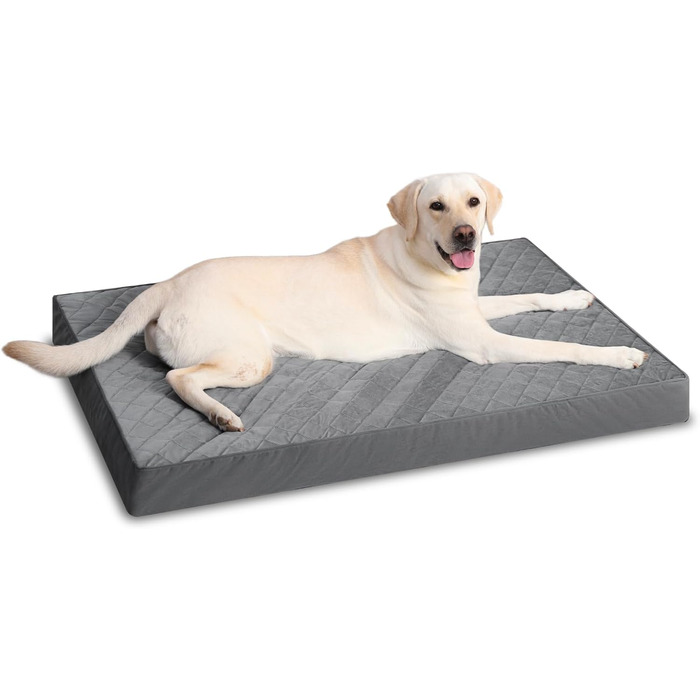 Ортопедичні лежанки для великих собак, вологостійкі, знімний, пральний чохол та антиковзаюча підкладка, стеганий матрац для переноски, 119 x 73 см, темно-сірий колір