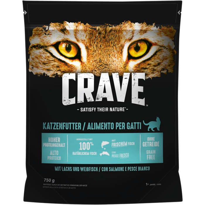 Сухий корм для дорослих котів Crave з індиком та куркою, беззерновий, преміум-клас, 6х750 г