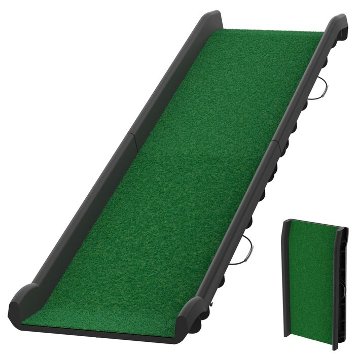 Рампа для собак у багажник авто, складана, 156x40 см, пластик, протиковзка, до 90 кг, зелена