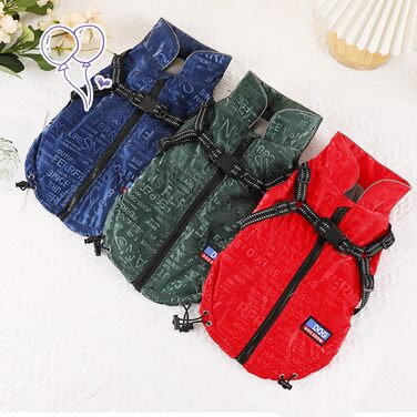 Тепла жилетка для собак, червона, розмір XXL (55 см), непромокаєма, вітронепроникна, з світловідбиваючими смугами, для малих та середніх собак