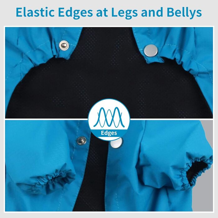 Регенковий плащ JoyDaog для дрібних собак з капюшоном, водонепроникна куртка для собак, плащ для цуценят з кишенями, блакитний, XS X-Small