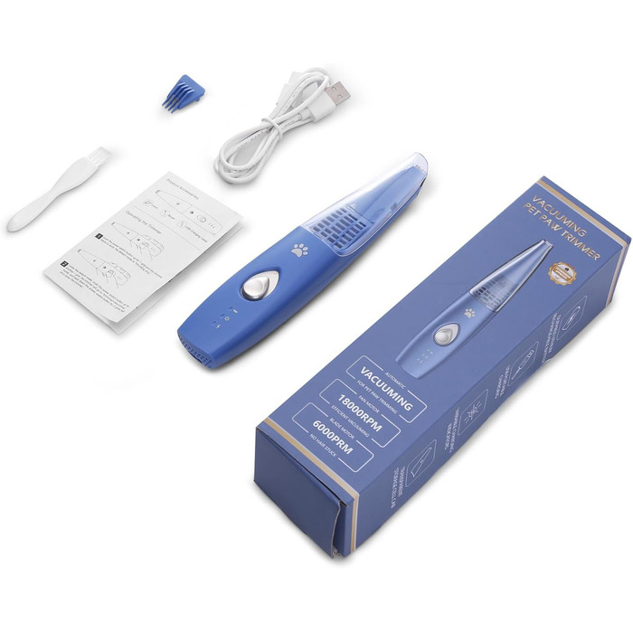 Триммер для собак та котів Ankilo 2-в-1 з функцією пилососа, 6000 об/хв, USB, для догляду за лапами та очима