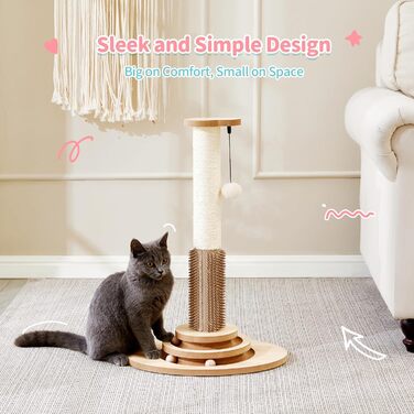 Made4Pets Когтеточка для котів з інтерактивними іграшками, обертовою платформою, треками з кульками та підвішеними м'ячами, ідеальна для домашніх котів