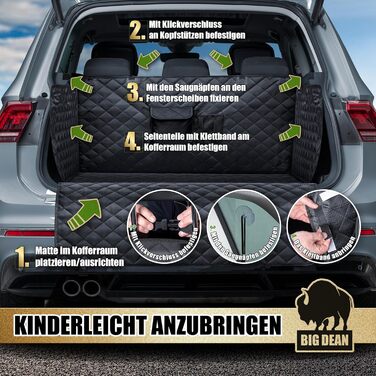 Захисна підкладка для багажника BigDean Premium з боковими та захистом бампера – захист багажника для собак, стійкий до бруду та води – універсальна ванна для багажника для собак та багажу